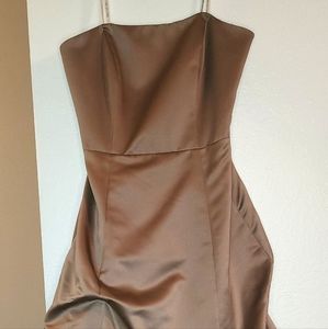 David's Bridal Latte Strapless BALL GOWN Formal Dress size 8 Bustle 81123